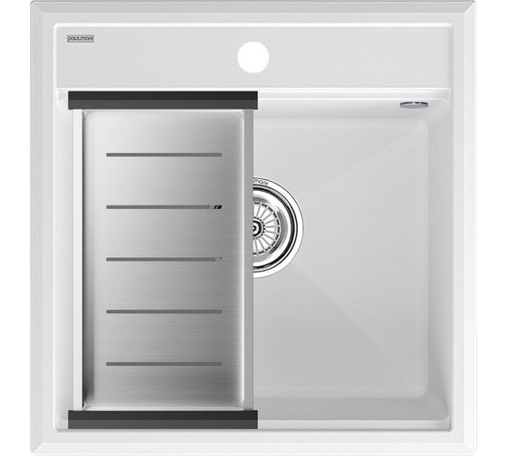 Мойка Paulmark STEPIA 50, IT-GRANIT + коландер ADVANCE брашированная нерж. сталь, PM115051-WH+A375-BS