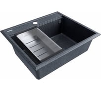 Мойка Paulmark STEPIA 60, IT-GRANIT + коландер ADVANCE брашированная нерж. сталь, PM115951-DG+A375-BS