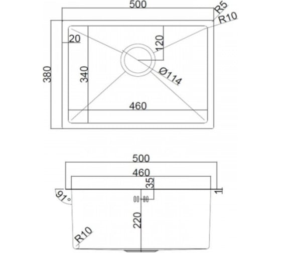 Мойка универсального монтажа EMAR PVD Nano Satine EMB-118
