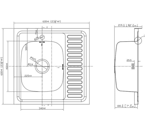 Накладная мойка EMAR T6060LQ