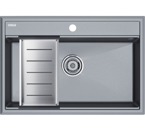 Мойка Paulmark STEPIA 80, IT-GRANIT + коландер ADVANCE брашированная нерж. сталь, PM117551-GRM+A375-BS 1