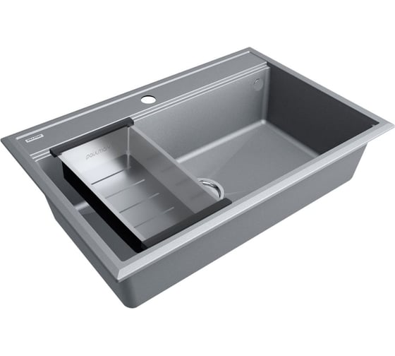Мойка Paulmark STEPIA 80, IT-GRANIT + коландер ADVANCE брашированная нерж. сталь, PM117551-GRM+A375-BS