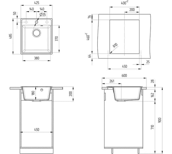 Мойка ULGRAN Quartz песок Forte 425-10