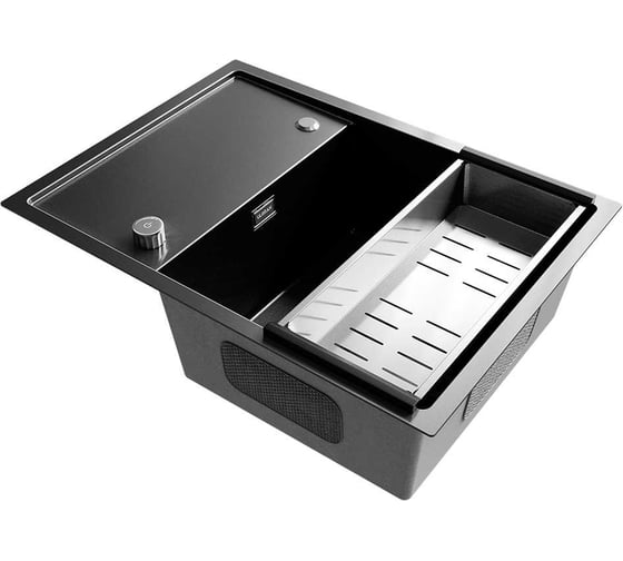 Мойка ULGRAN STEEL 680x500, цвет «черная брашированная сталь» US 680-002