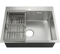 Врезная мойка из нержавеющей стали FABIA Profi 61х51, толщина 3 мм, сатин, с сифоном и коландером 615130