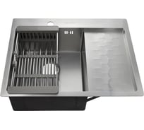 Врезная мойка из нержавеющей стали FABIA Profi 63х50 левая, толщина 3 мм, сатин, с сифоном и коландером 63503L