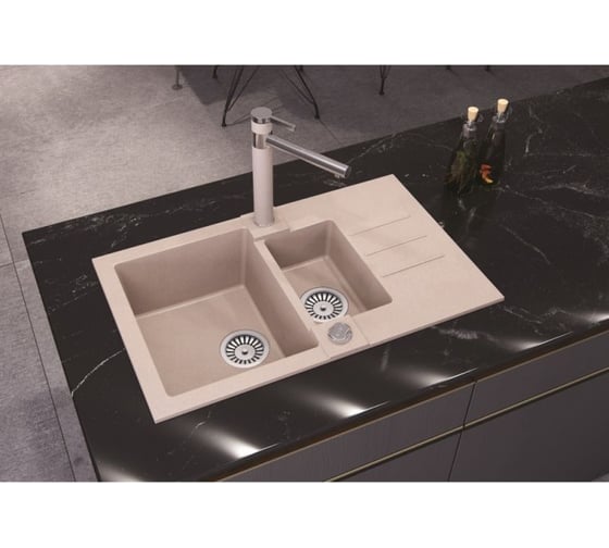 Мойка ALVEUS GRANITAL ROCK 70 BEIGE-G55 780x480x180;1+1/2 с сифоном 1090954