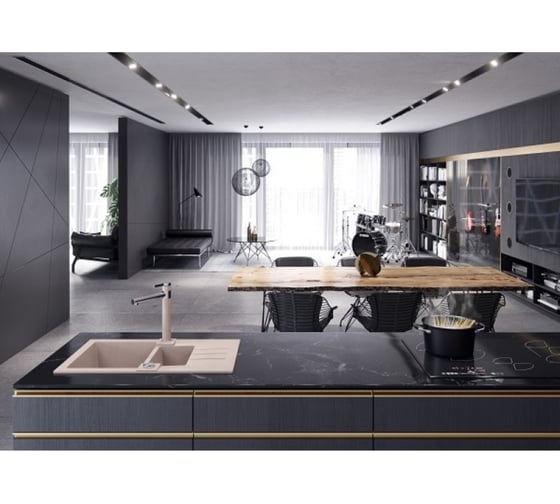 Мойка ALVEUS GRANITAL ROCK 70 BEIGE-G55 780x480x180;1+1/2 с сифоном 1090954