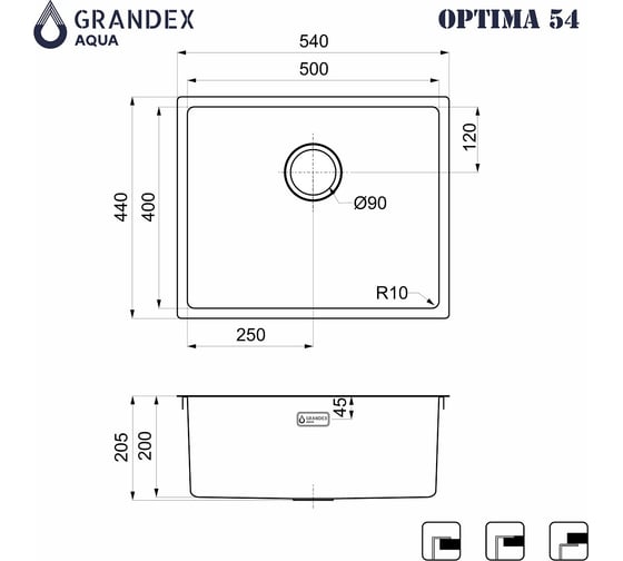 Мойка Grandex AQUA OPTIMA 54 501136