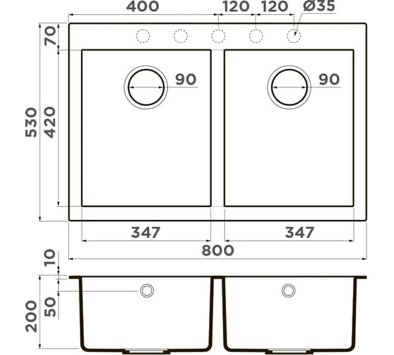 Мойка Omoikiri Bosen 80-2-GR Tetogranit, leningrad grey 4993569