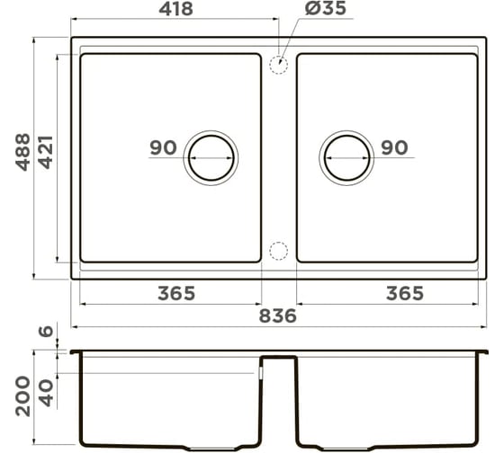 Мойка Omoikiri Kitagawa 83-2-U-WH Artceramic, белый 4993809