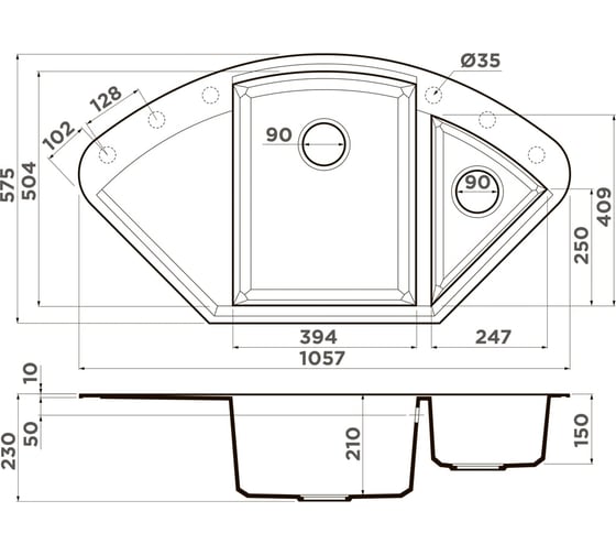 Мойка Omoikiri Sakaime 105C-GR Tetogranit, leningrad grey 4993576