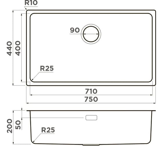 Мойка Omoikiri Tadzava 75-U, I-IN нержавеющая сталь 4993501
