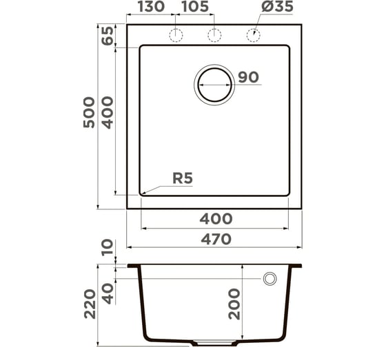 Мойка Omoikiri Bosen 47-GR Tetogranit, leningrad grey 4993594