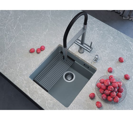Кварцевая кухонная мойка Grandex AQUA COMFORT 46U CONCRETE 500102