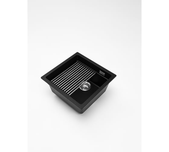 Кварцевая кухонная мойка Grandex AQUA COMFORT 46U BLACK METALIC 500105