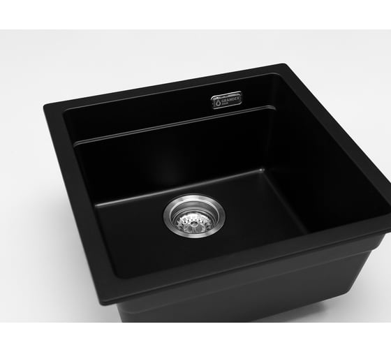 Кварцевая кухонная мойка Grandex AQUA COMFORT 46U BLACK METALIC 500105