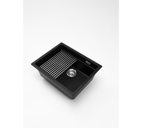 Кварцевая кухонная мойка Grandex AQUA COMFORT 56U BLACK METALIC 500205
