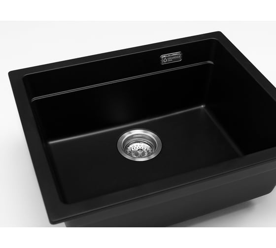 Кварцевая кухонная мойка Grandex AQUA COMFORT 56U BLACK METALIC 500205