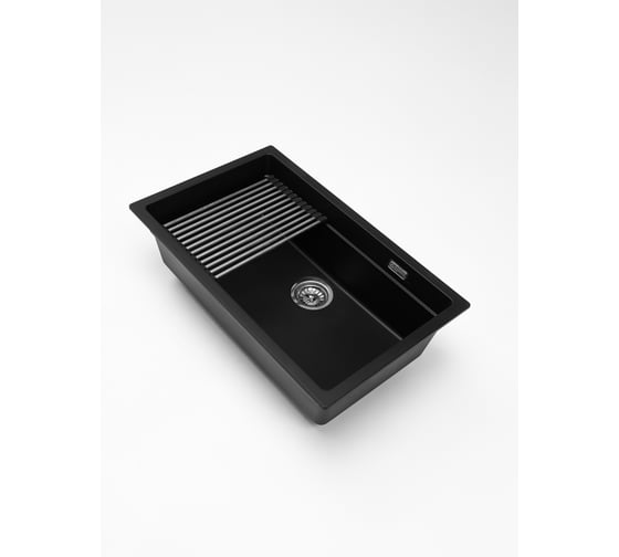 Кварцевая кухонная мойка Grandex AQUA COMFORT 73U BLACK METALIC 500305