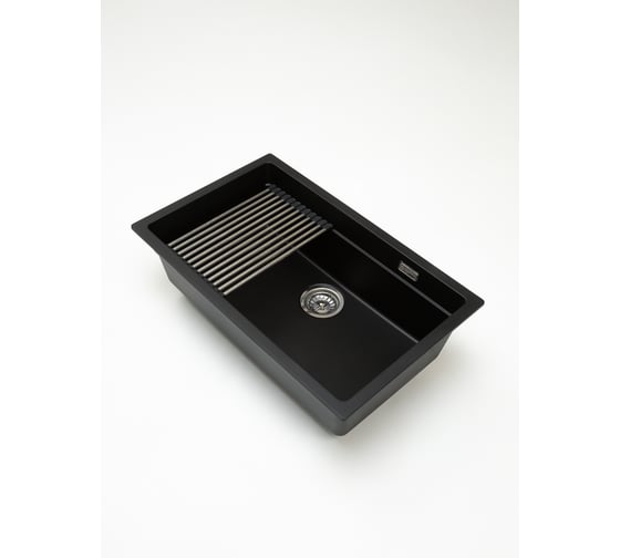 Кварцевая кухонная мойка Grandex AQUA COMFORT 73U CARBON 500304