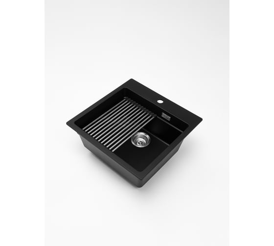 Кварцевая кухонная мойка Grandex AQUA COMFORT 51F BLACK METALIC 500405