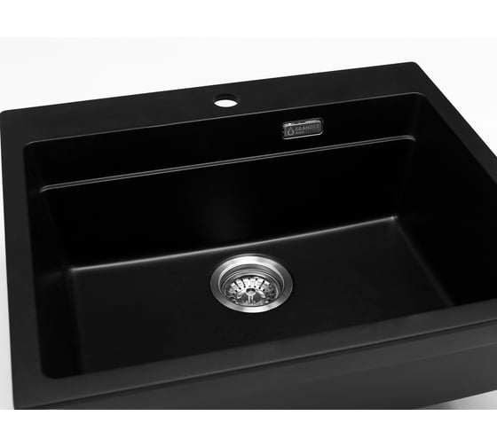 Кварцевая кухонная мойка Grandex AQUA COMFORT 60F BLACK METALIC 500505