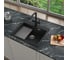 Кварцевая кухонная мойка Grandex AQUA COMFORT 60F CARBON 500504 16