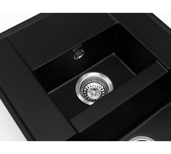 Кварцевая кухонная мойка Grandex AQUA TOPLINE 78F BLACK METALIC 600115