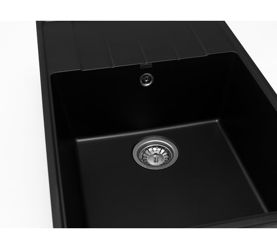 Кварцевая кухонная мойка Grandex AQUA TOPLINE 76F BLACK METALIC 600215
