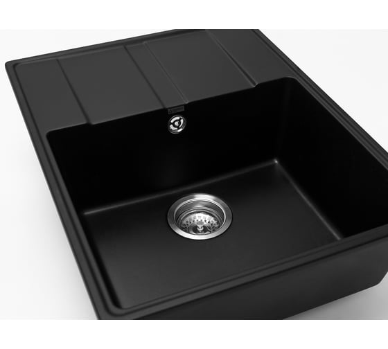 Кварцевая кухонная мойка Grandex AQUA TOPLINE 65F BLACK METALIC 600315