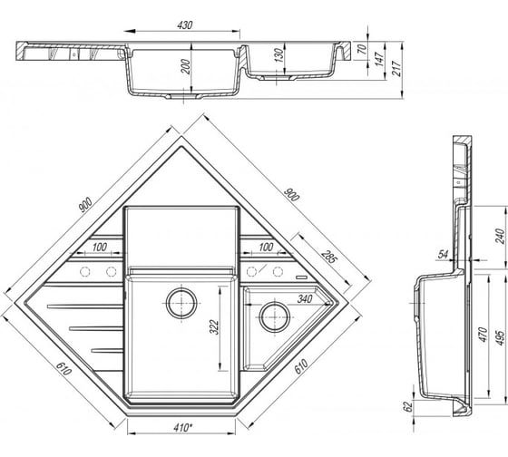 Мойка Florentina Бомбей шампань FS 20.375.J0900.202