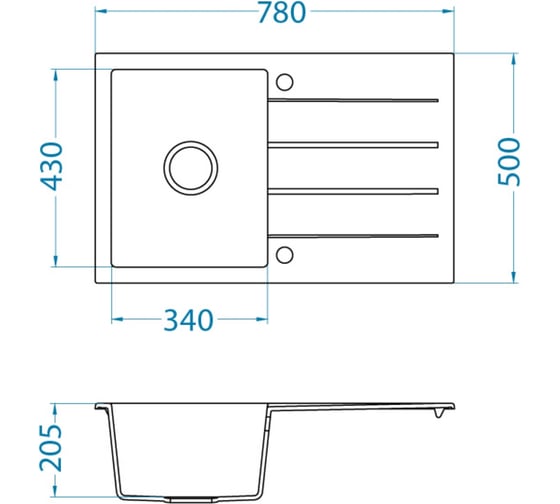 Мойка ALVEUS CUBO 30 A11 ARCTIC 780x5001X с сифоном 1054651