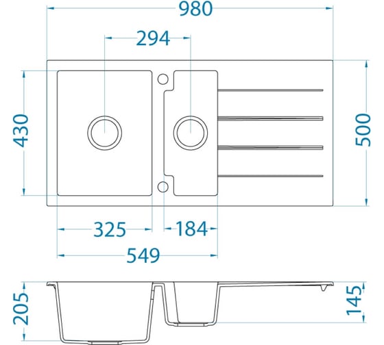 Мойка ALVEUS CUBO 70 A21 CAPPUCCINO 980x5001+1/2 в комп.с сифоном 1054771