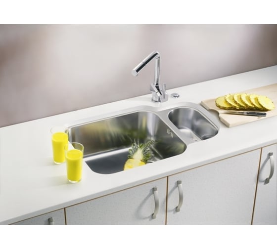 Мойка ALVEUS DUO 60 SAT-90 892x400 в комплекте с сифоном 1036852