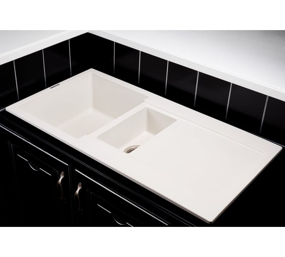 Кухонная гранитная мойка Kuppersberg MODENA 1.5B2D WHITE 8335