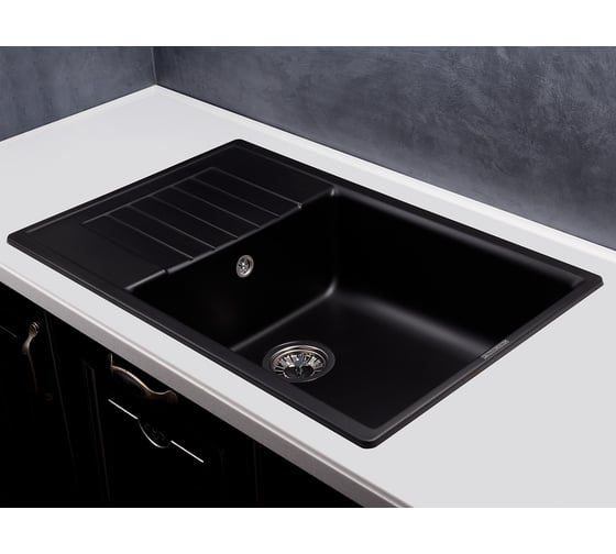 Кухонная гранитная мойка Kuppersberg ROYS 1B1D BLACK METALLIC 8278