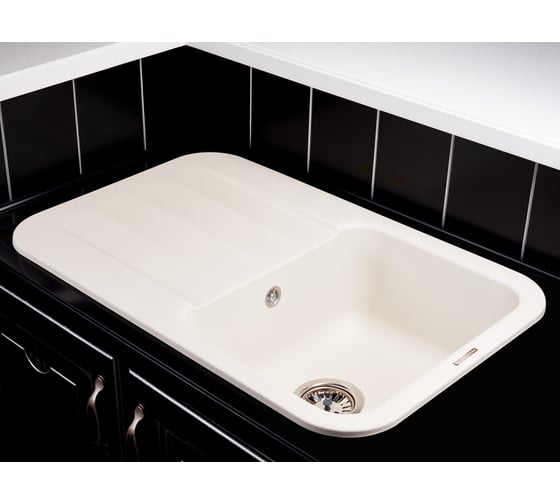 Кухонная гранитная мойка Kuppersberg LIRA 1B1D WHITE ALABASTER 8327