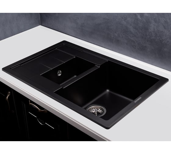 Кухонная гранитная мойка Kuppersberg MODENA 1.5B1D BLACK METALLIC 8328