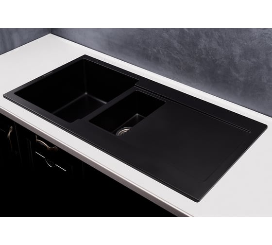 Кухонная гранитная мойка Kuppersberg MODENA 1.5B2D BLACK METALLIC 8331