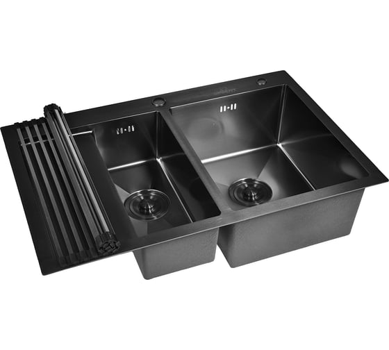 Мойка из нержавеющей стали WISENT 7851B-SR с PVD, со складной решеткой/ WS37851B-SR/WS-02-2B/W325014