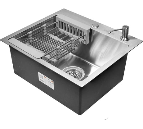 Комплект кухонная мойка из нержавеющей стали WISENT 5044 с коландером и дозатором/KW35044 WS35044/WGER013/W405A/W302644