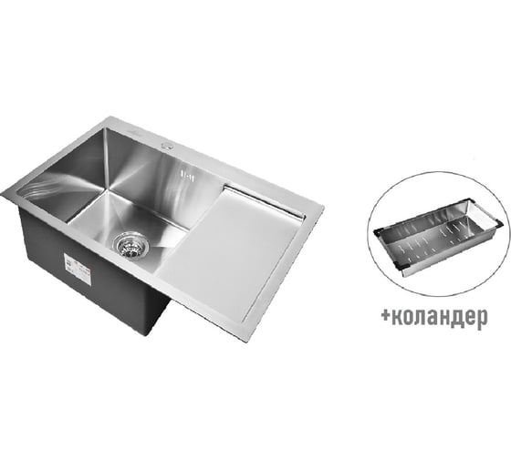 Кухонная мойка из нержавеющей стали WISENT 7851-L с коландером KW37851-L WS37851-L/W30430/WGER010