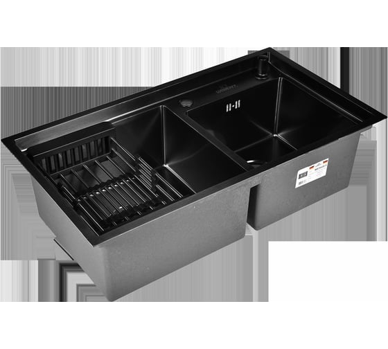 Мойка из нержавеющей стали WISENT 7843B-S с PVD-покрытием, с коландером и дозатором KWS7843-S