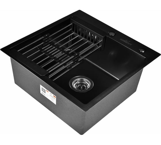 Комплект мойка из нержавеющей стали WISENT с PVD, с коландером WGS35050B/WGER019B/W302644B