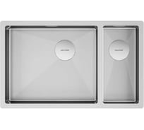 Мойка Paulmark NEXT 69/2S UNI нержавеющая сталь, брашированная нерж.сталь, левая, 690x440мм, PM226944-BSL