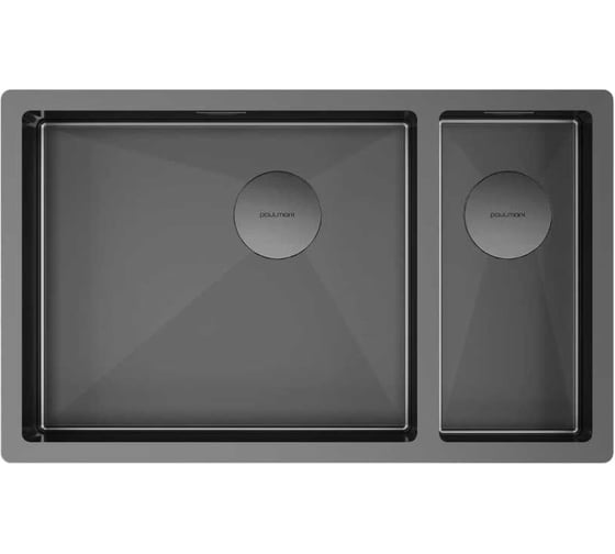Мойка Paulmark NEXT 69/2S UNI нержавеющая сталь, вороненая сталь, правая, 690x440мм, 1,2мм PM226944-GMR 1