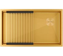 Мойка Paulmark нержавеющая сталь NEXT-PRO 74 UNI брашированное золото, 740x450мм, 1,2мм PM707445-BG