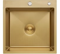 Кухонная мойка OUTE из нержавеющей стали с PVD покрытием 50x50 см с сифоном Цвет матовое золото тропическая лейка 30 см T75050J