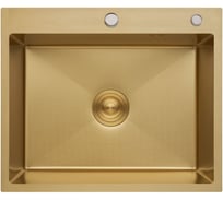 Кухонная мойка из нержавеющей стали OUTE с PVD покрытием 60x50 см с сифоном Цвет золотой матовый T76050J